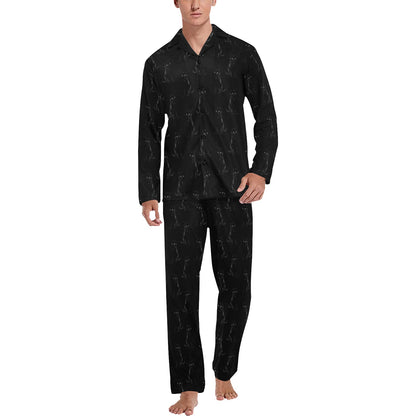 Black Cat Pattern Print Design 03 Men's Long Pajama Set