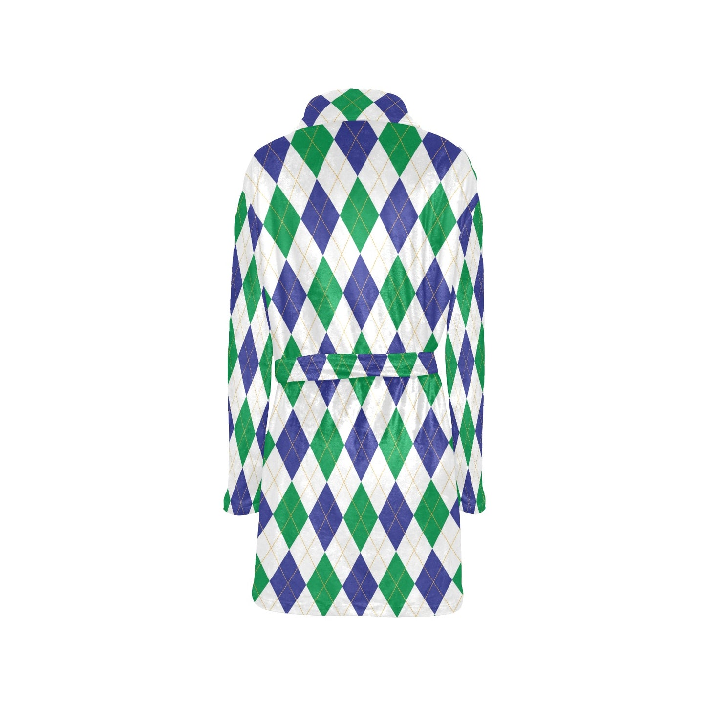 Argyle Green Blue Pattern Print Design 03 Women's Fleece Robe
