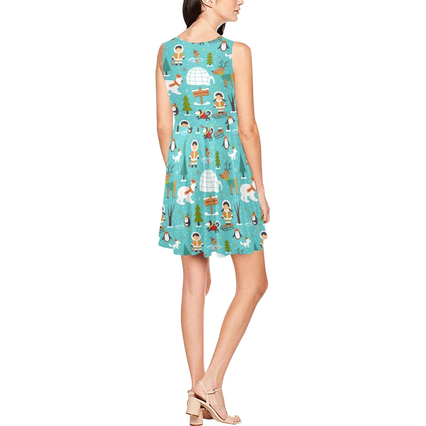 Eskimo Pattern Print Design 01 Sleeveless Dress
