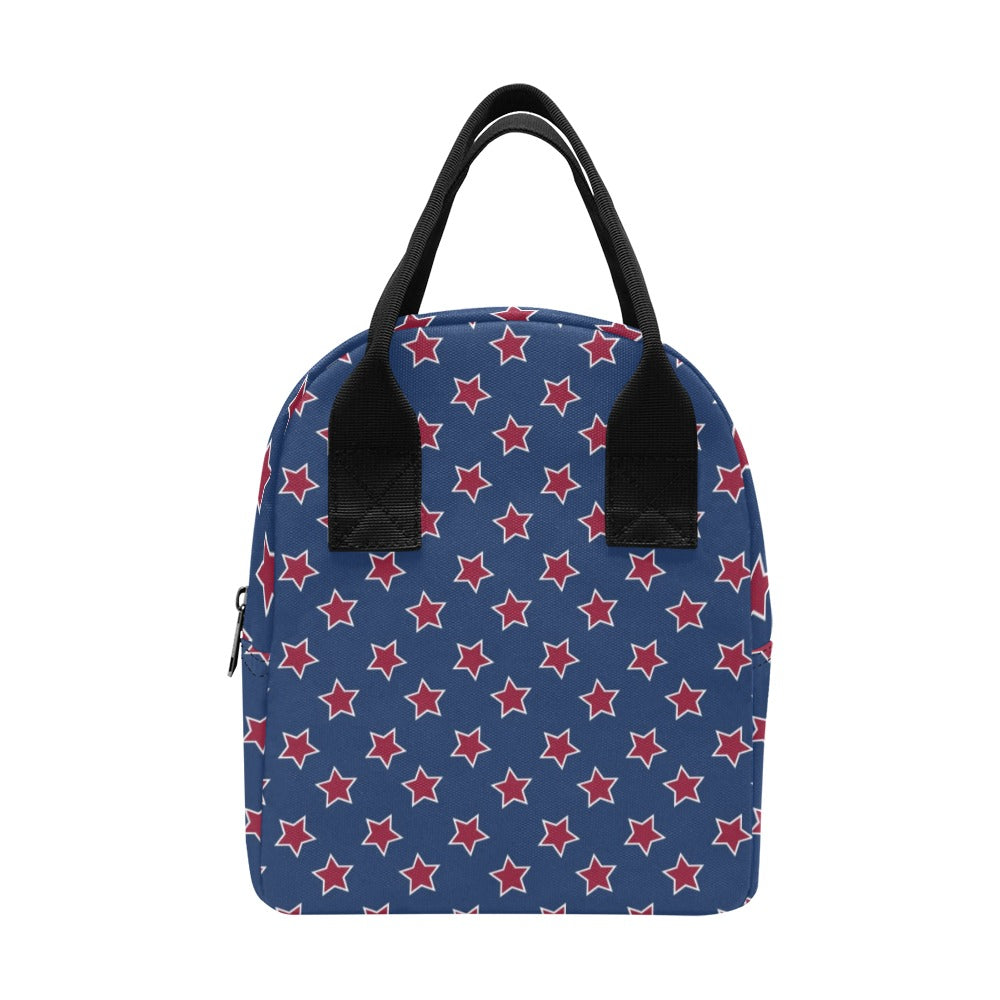 Star Red Blue Print Design LKS301 Insulated Lunch Bag