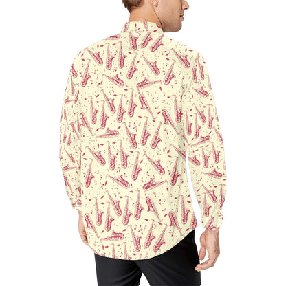 Saxophone Print Design LKS402 Men's Long Sleeve Dress Shirt