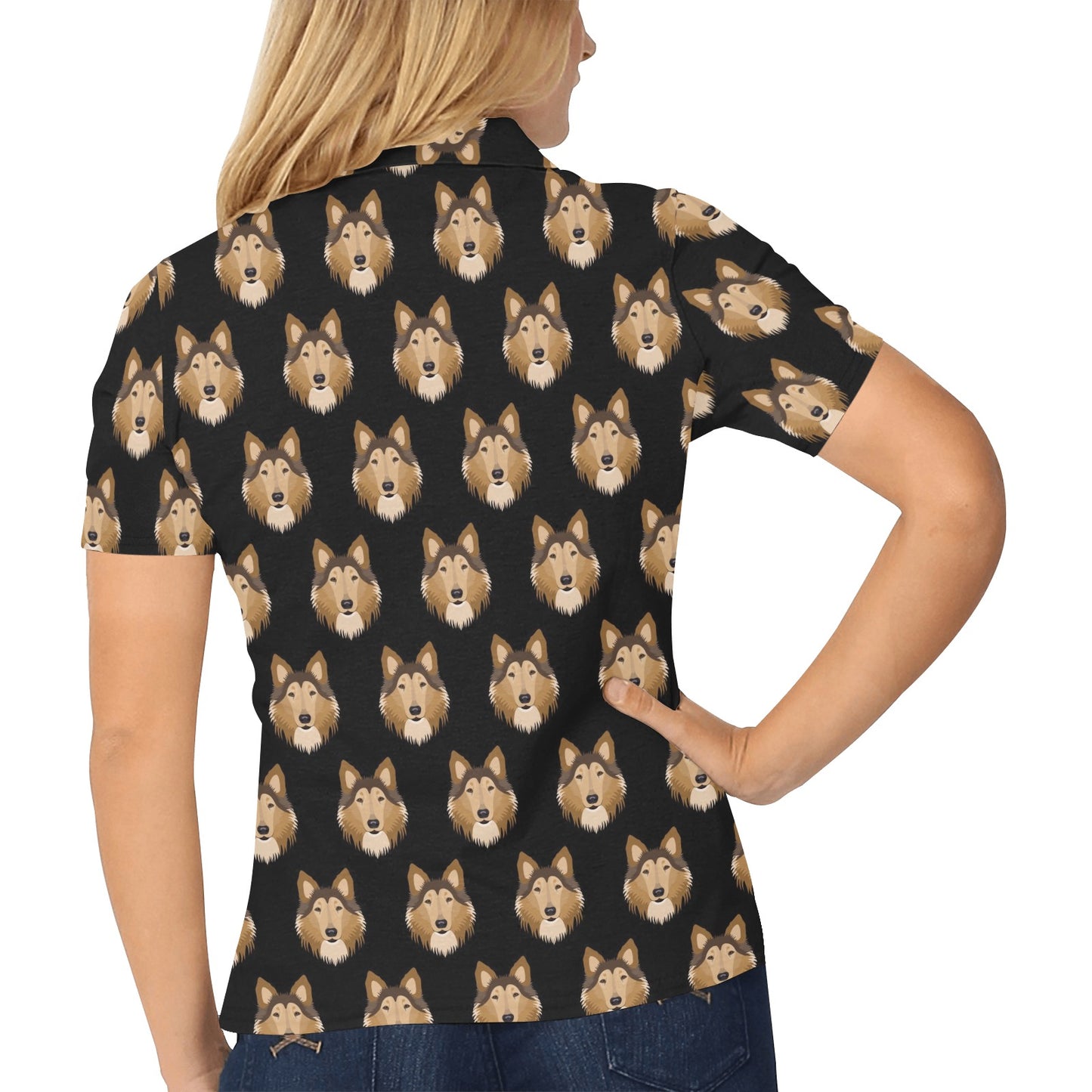 Collies Pattern Print Design 01 Women's Polo Shirt
