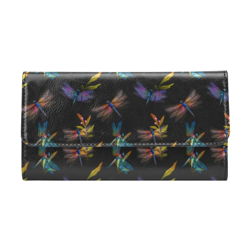 Dragonfly Colorful Realistic Print Women's Trifold Wallet