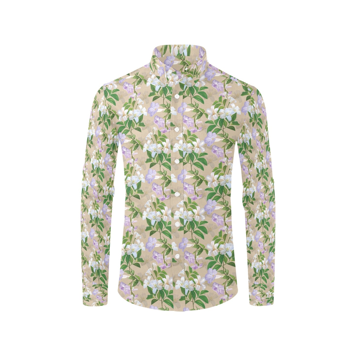 Sampaguita Print Design LKS302 Men's Long Sleeve Dress Shirt