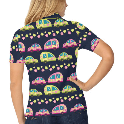 Camper Camping Ugly Christmas Design Print Women's Polo Shirt