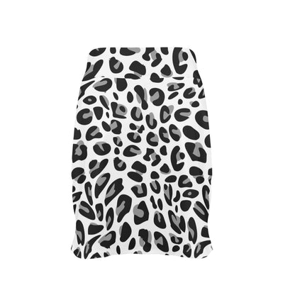 Snow Leopard Skin Print 17" Golf & Pickleball Skort with Pockets