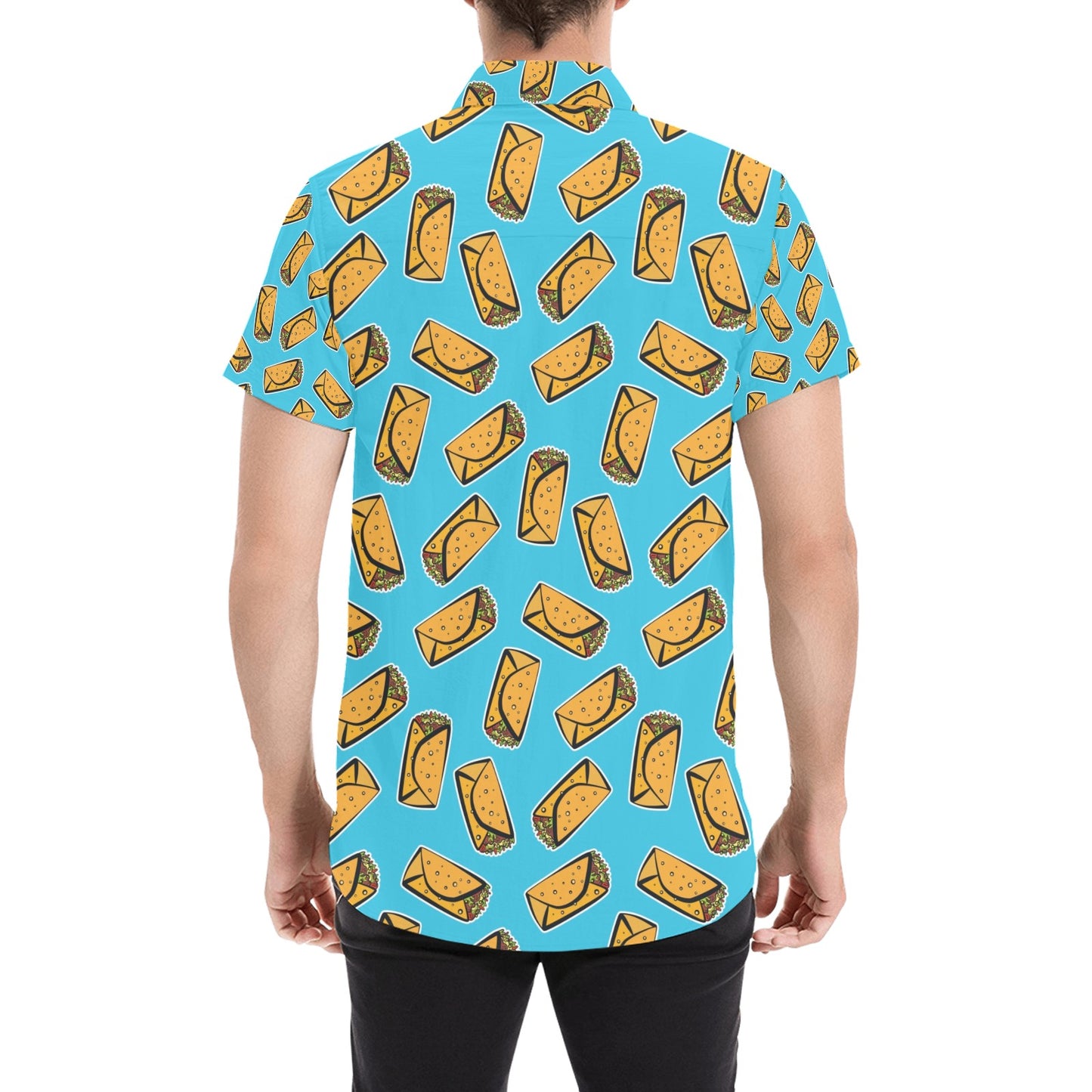 Burrito Print Design LKS301 Men Short Sleeve Button Up Shirt