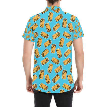 Burrito Print Design LKS301 Men Short Sleeve Button Up Shirt
