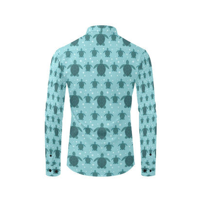 Sea Turtle Print Design LKS305 Men's Long Sleeve Dress Shirt