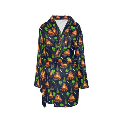 Camfire marshmallow Camping Design Print Women's Fleece Robe