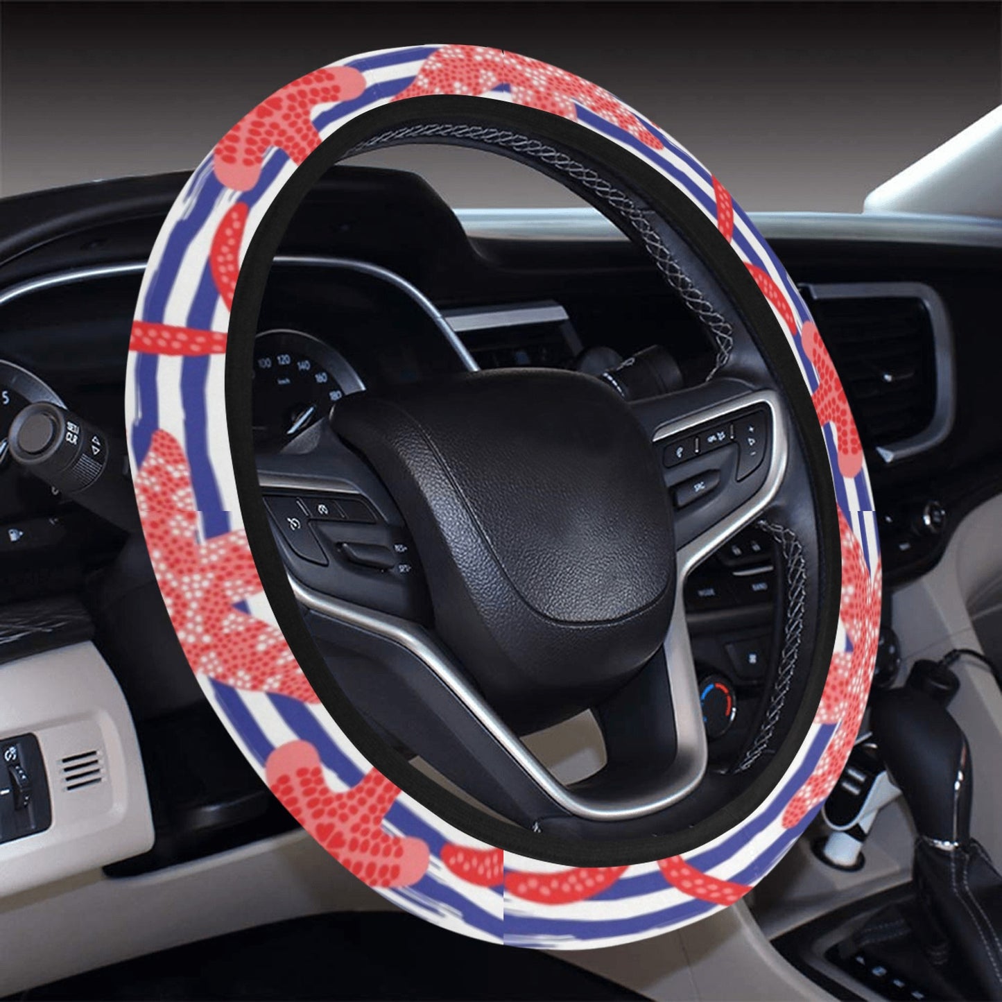 Starfish Print Design LKS401 Steering Wheel Cover with Elastic Edge