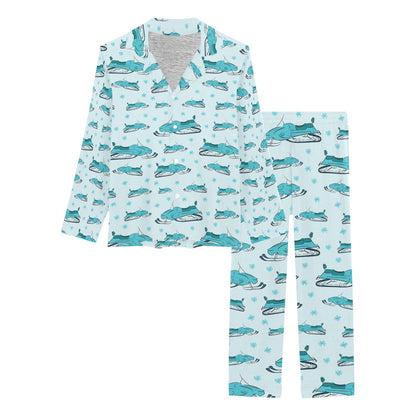 Snowmobile Print Design LKS301 Women's Long Pajama Set