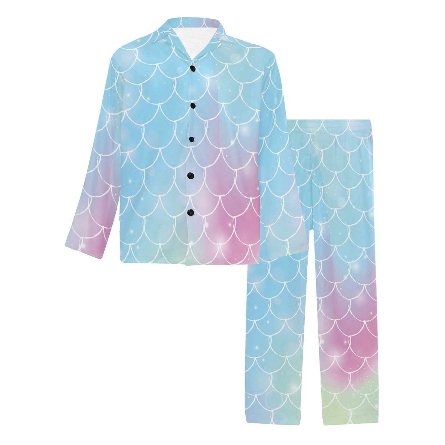 Rainbow Pattern Print Design A06 Men's Long Pajama Set