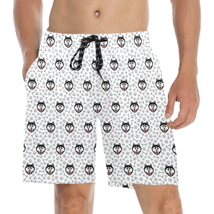 Siberian Huskies Print Design LKS305 Men's Swim Trunks Beach Shorts