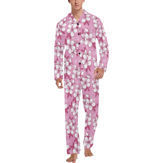 Cherry Blossom Pattern Print Design CB02 Men's Long Pajama Set