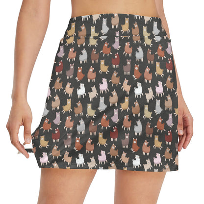 Alpaca Cute Design Themed Print 17" Golf & Pickleball Skort with Pockets