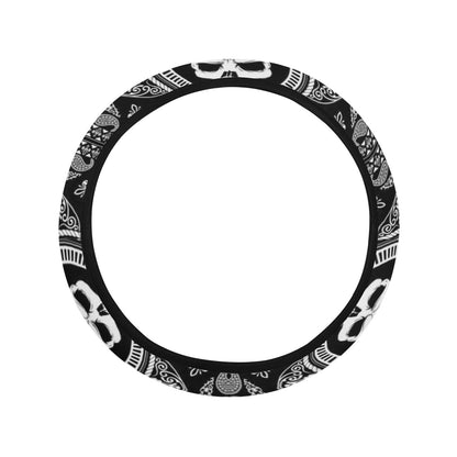 Bandana Skull Print Design LKS303 Steering Wheel Cover with Elastic Edge