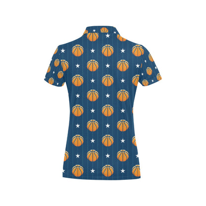 Basketball Star Print Pattern Women's Polo Shirt