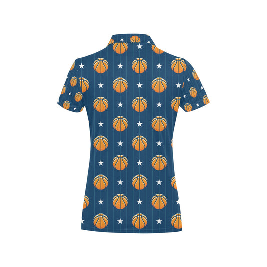 Basketball Star Print Pattern Women's Polo Shirt