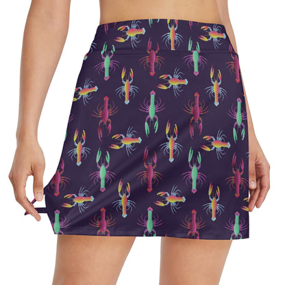 Lobster Print Design LKS402 17" Golf & Pickleball Skort with Pockets