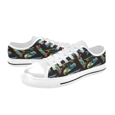 Skateboard Print Design LKS305 Women's White Low Top Shoes