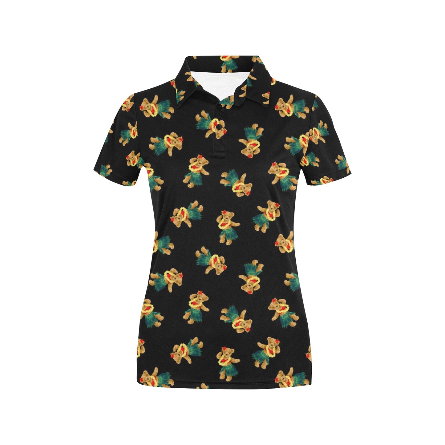 Hula Bear Pattern Print Design 06 Women's Polo Shirt