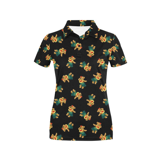 Hula Bear Pattern Print Design 06 Women's Polo Shirt