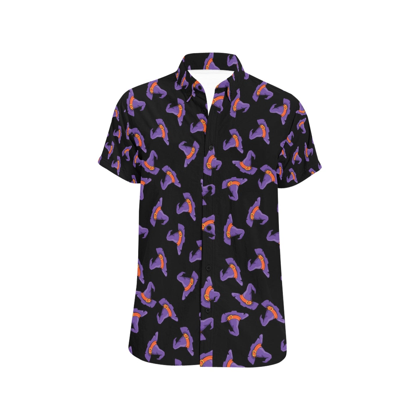 Witch Hat Print Design LKS304 Men Short Sleeve Button Up Shirt