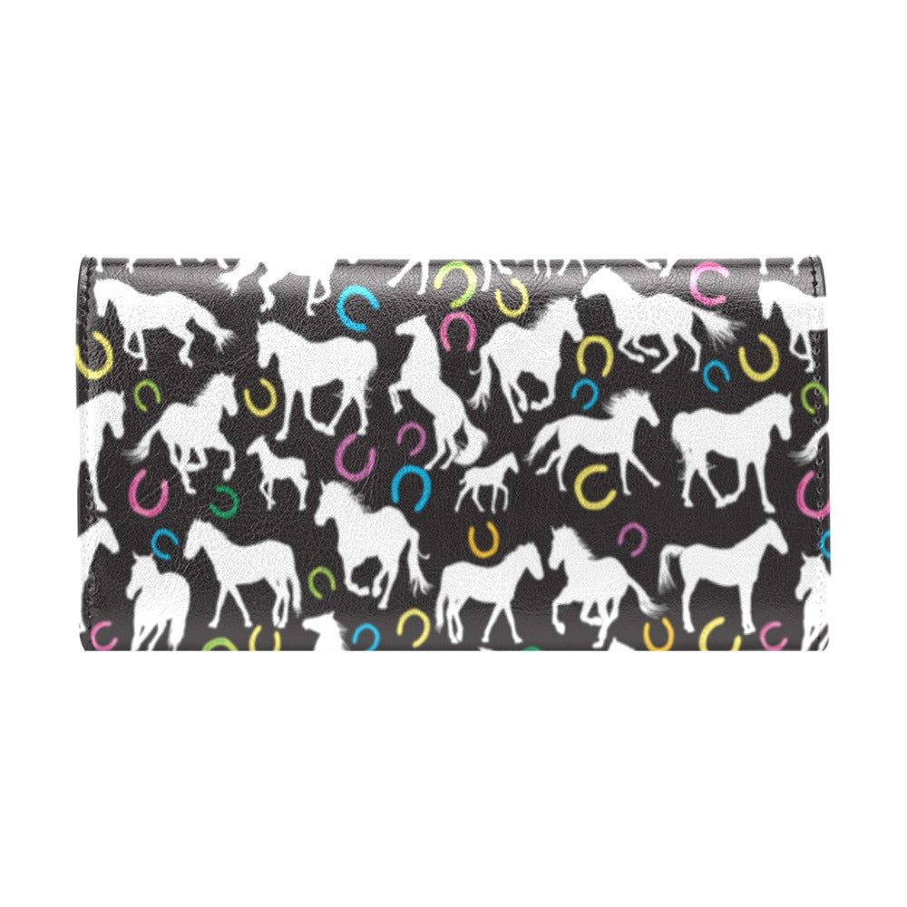 Horse Hoof Colorful Print Design LKS301 Women's Trifold Wallet