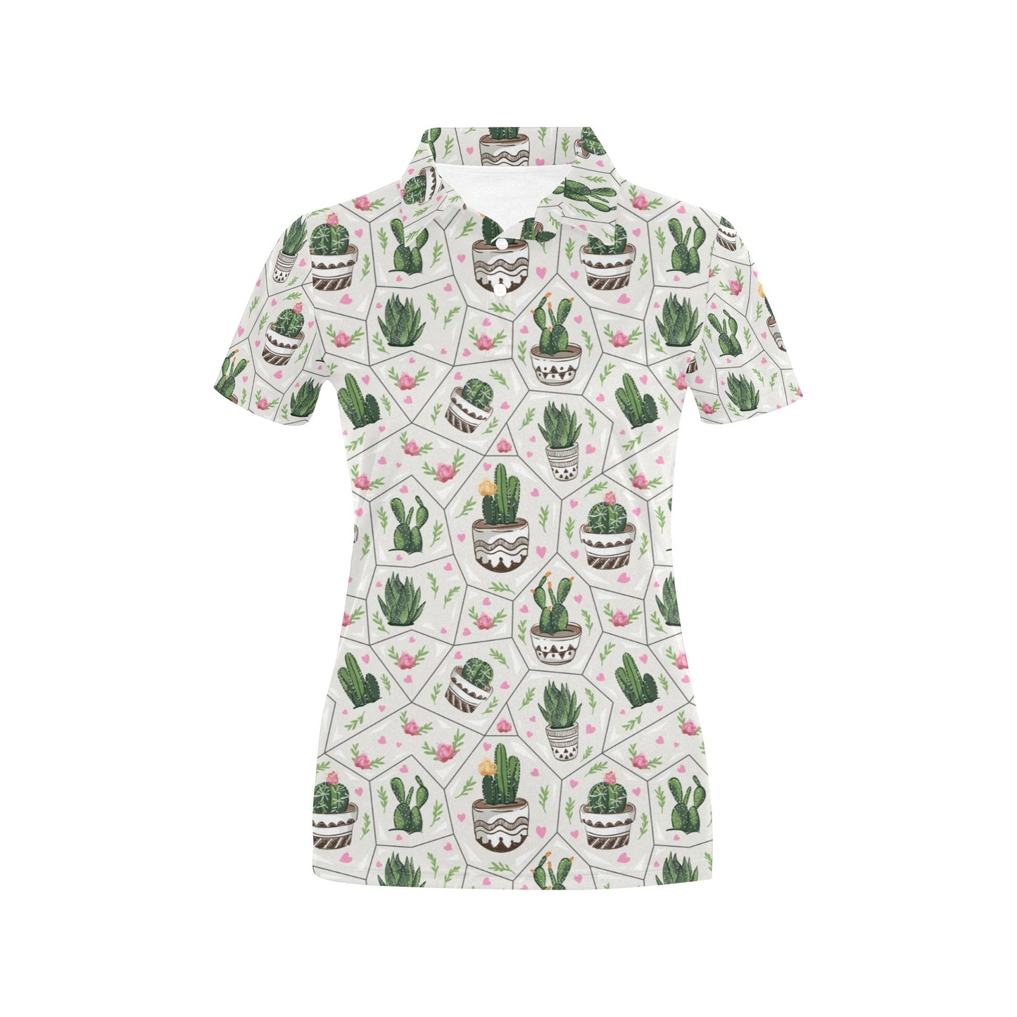 Cactus Pattern Print Design 04 Women's Polo Shirt