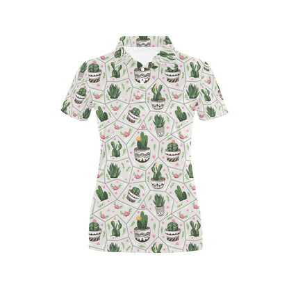Cactus Pattern Print Design 04 Women's Polo Shirt
