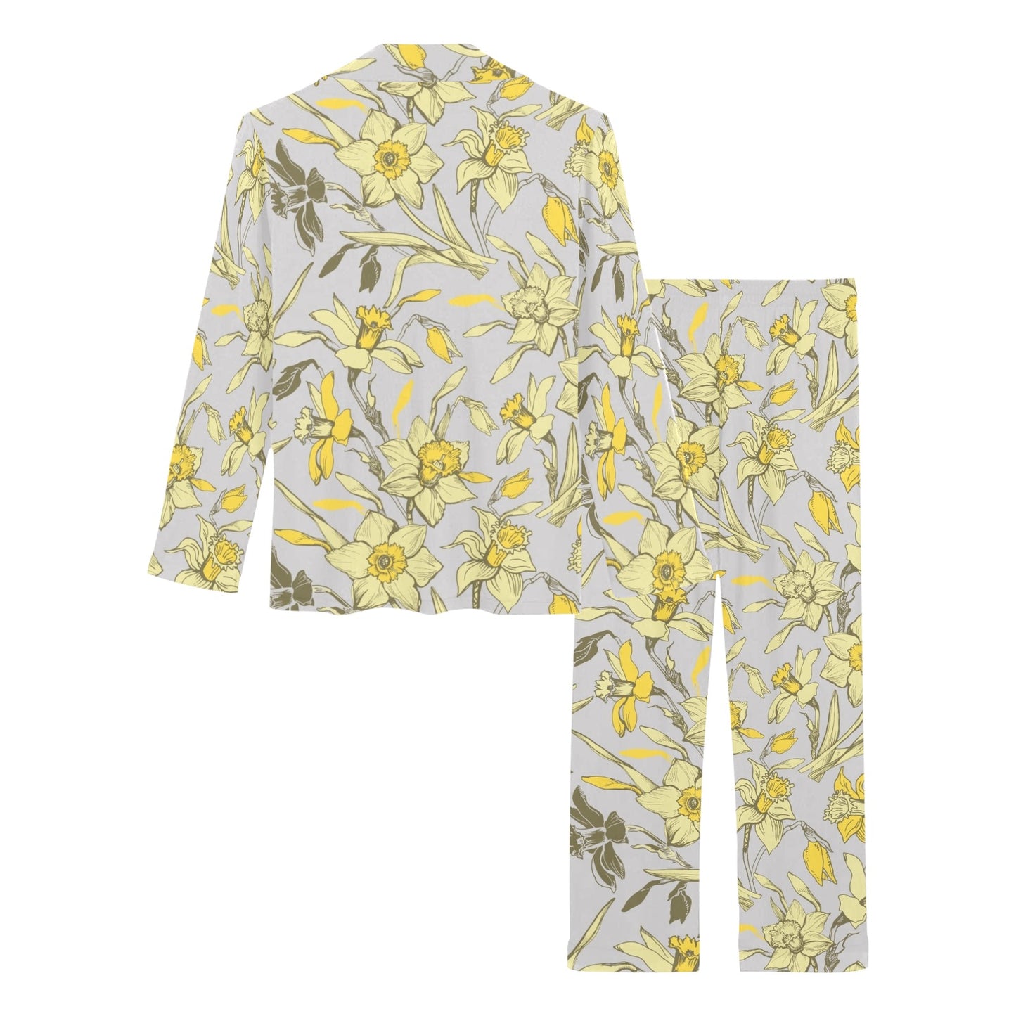Daffodils Pattern Print Design DF05 Women's Long Pajama Set