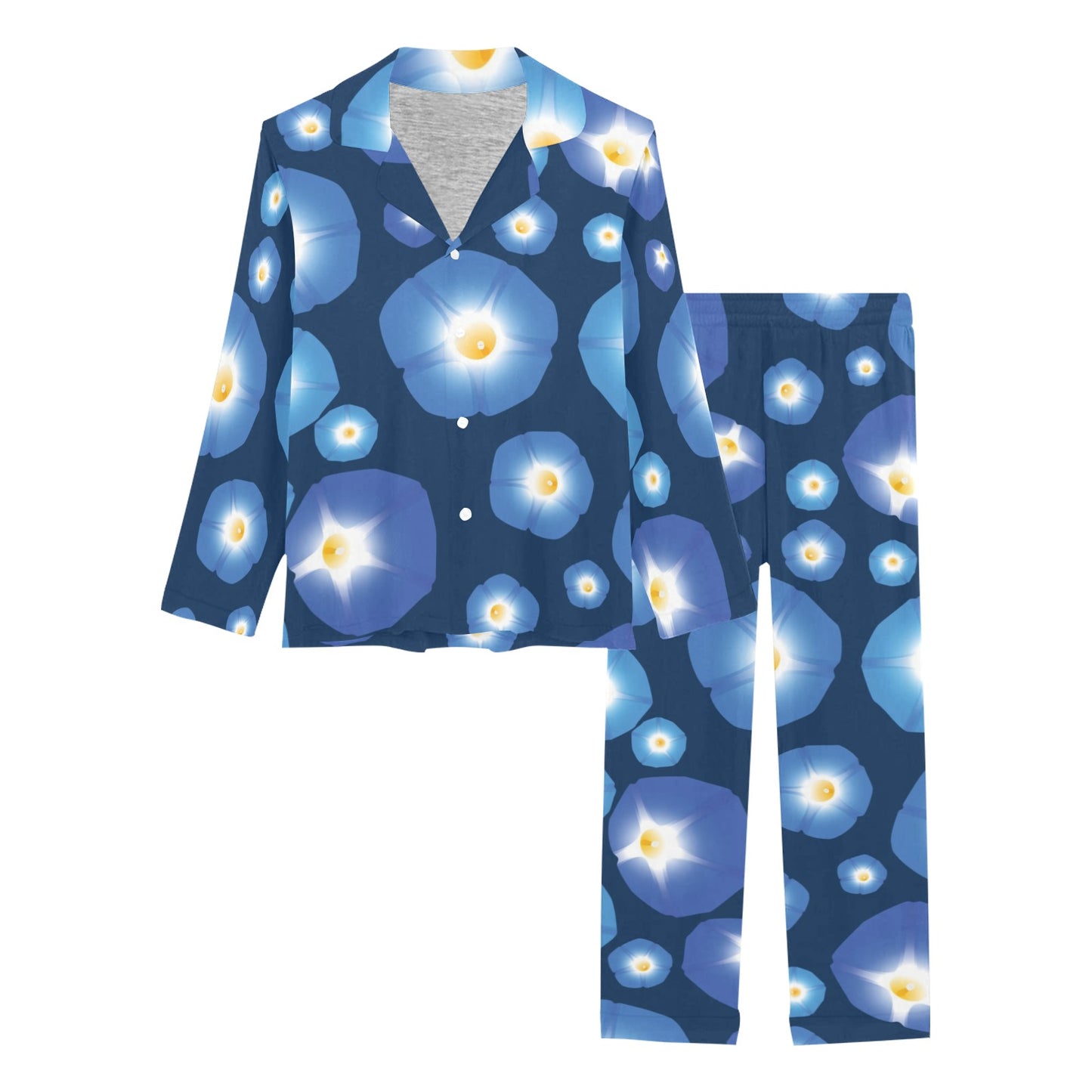 Morning Glory Pattern Print Design 02 Women's Long Pajama Set