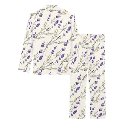 Lavender Pattern Print Design 01 Women's Long Pajama Set