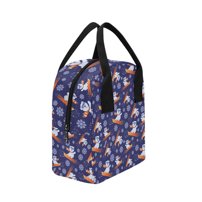 Snowboard Bear Print Design LKS305 Insulated Lunch Bag