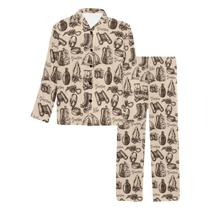 Camping Pattern Print Design 01 Men's Long Pajama Set