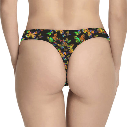 Butterfly Neon Color Print Pattern Women's Thongs