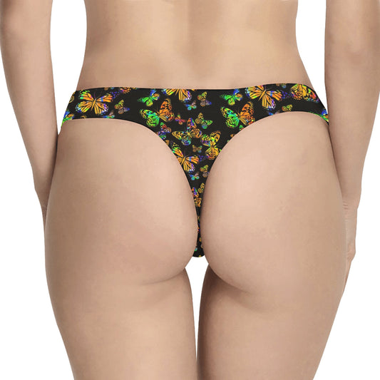 Butterfly Neon Color Print Pattern Women's Thongs