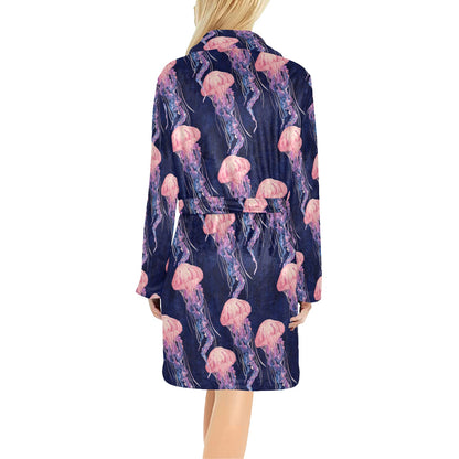 Jellyfish Pattern Print Design 03 Women's Fleece Robe