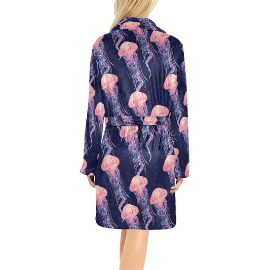 Jellyfish Pattern Print Design 03 Women's Fleece Robe