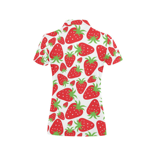 Strawberry Pattern Print Design SB01 Women's Polo Shirt