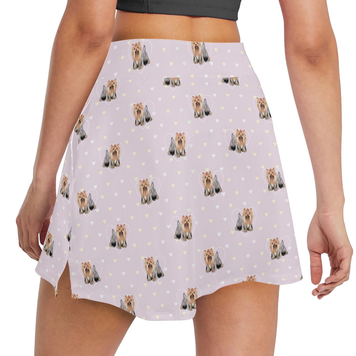 Yorkshire Terriers Print Design LKS302 17" Golf & Pickleball Skort with Pockets
