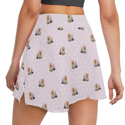 Yorkshire Terriers Print Design LKS302 17" Golf & Pickleball Skort with Pockets