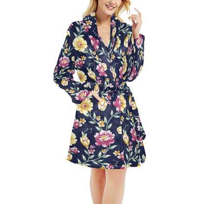 Gerberas Pattern Print Design GB03 Women's Fleece Robe