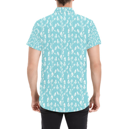 Sweet Pea Print Design LKS302 Men Short Sleeve Button Up Shirt