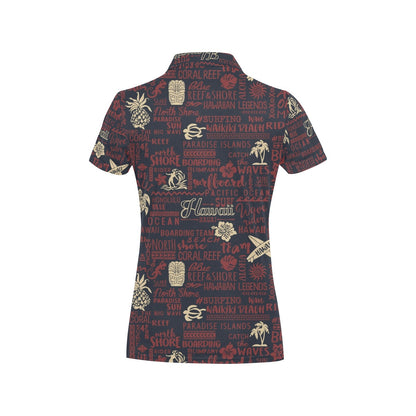 Hawaiian Themed Pattern Print Design H017 Women's Polo Shirt