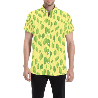 Spinach Print Design LKS302 Men Short Sleeve Button Up Shirt
