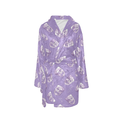 Acting Mask Pattern Print Design 05 Women's Fleece Robe