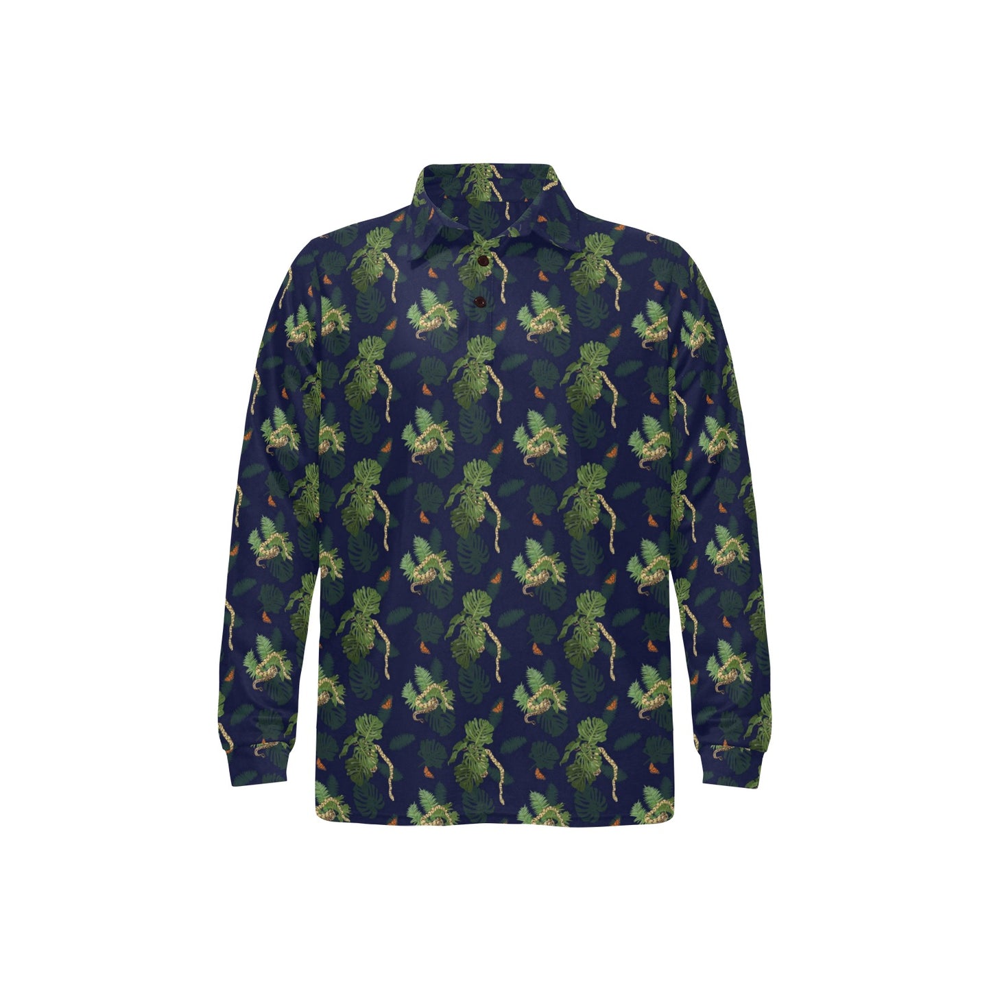 Boa Pattern Print Design 02 Long Sleeve Polo Shirt For Men's