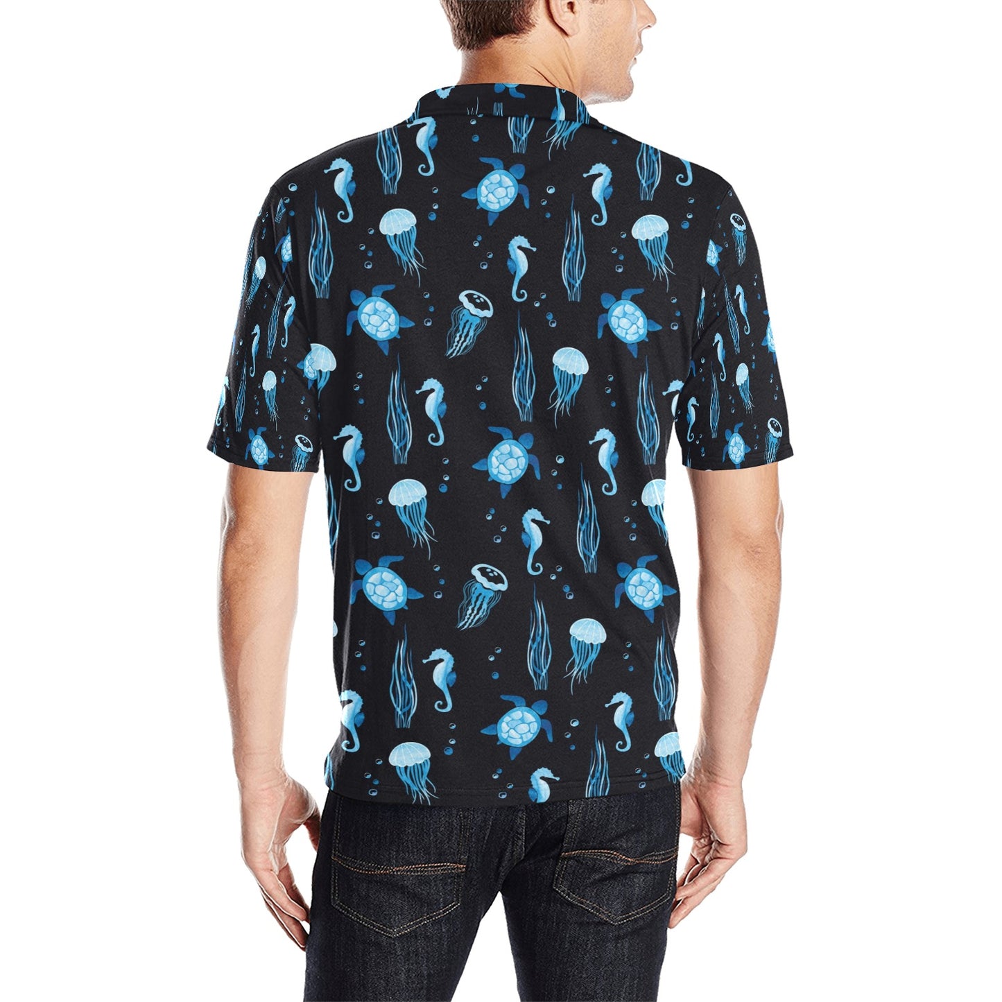 Sea Turtle Print Design LKS3013 Men Polo Shirt